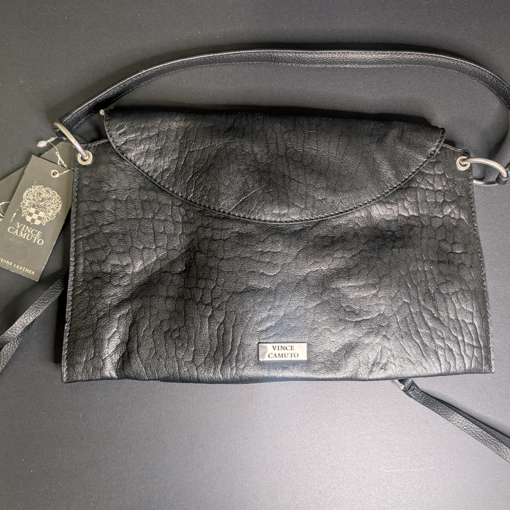 Vince Camuto Black Textured Messenger Bag